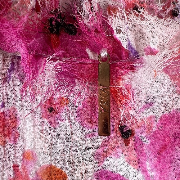 MISA Los Angeles Aurelie Pink Floral Midi Dress Sleeveless Gardenia Size S Boho - Picture 13 of 15